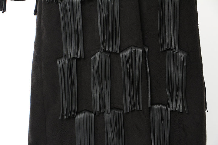 long trench coat with leather fringe detailing – RAINE