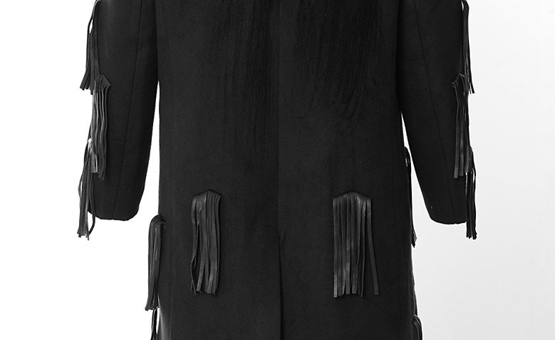 long trench coat with leather fringe detailing – RAINE