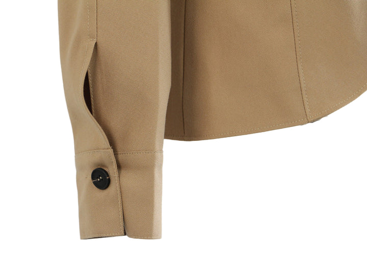 سترة غير متماثلة بحزام وياقة عالية – بيرنا