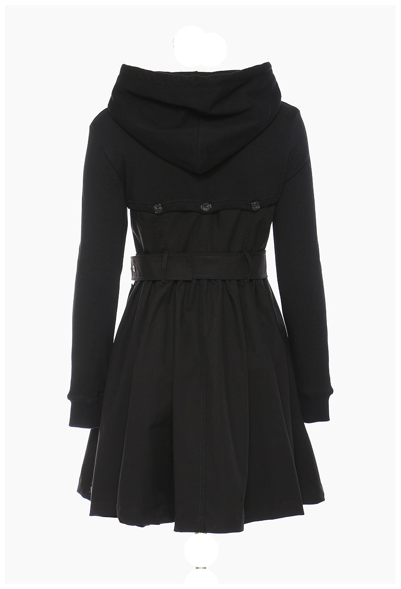 hooded trench jacket with belted waist – HARLOW