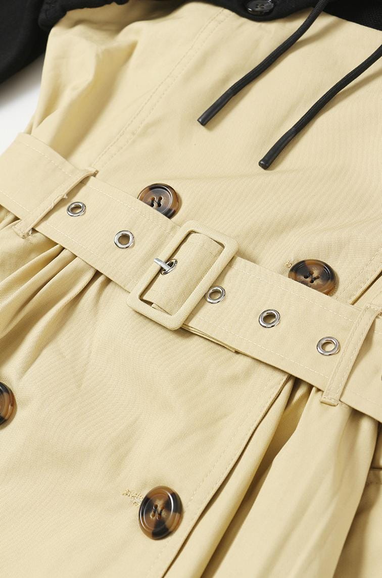 hooded trench jacket with belted waist – HARLOW