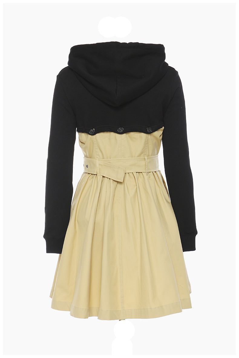 hooded trench jacket with belted waist – HARLOW