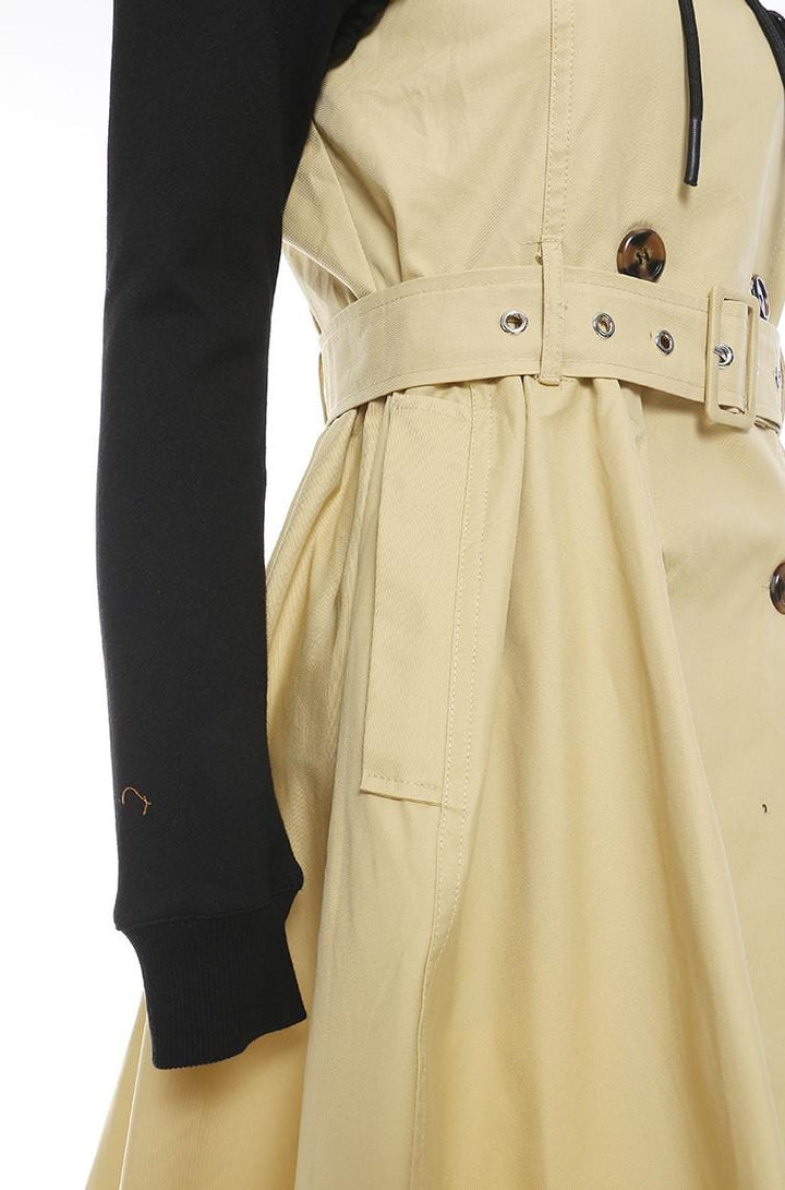 hooded trench jacket with belted waist – HARLOW