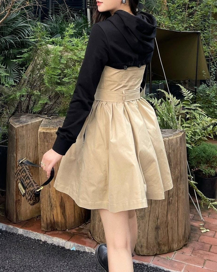 hooded trench jacket with belted waist – HARLOW