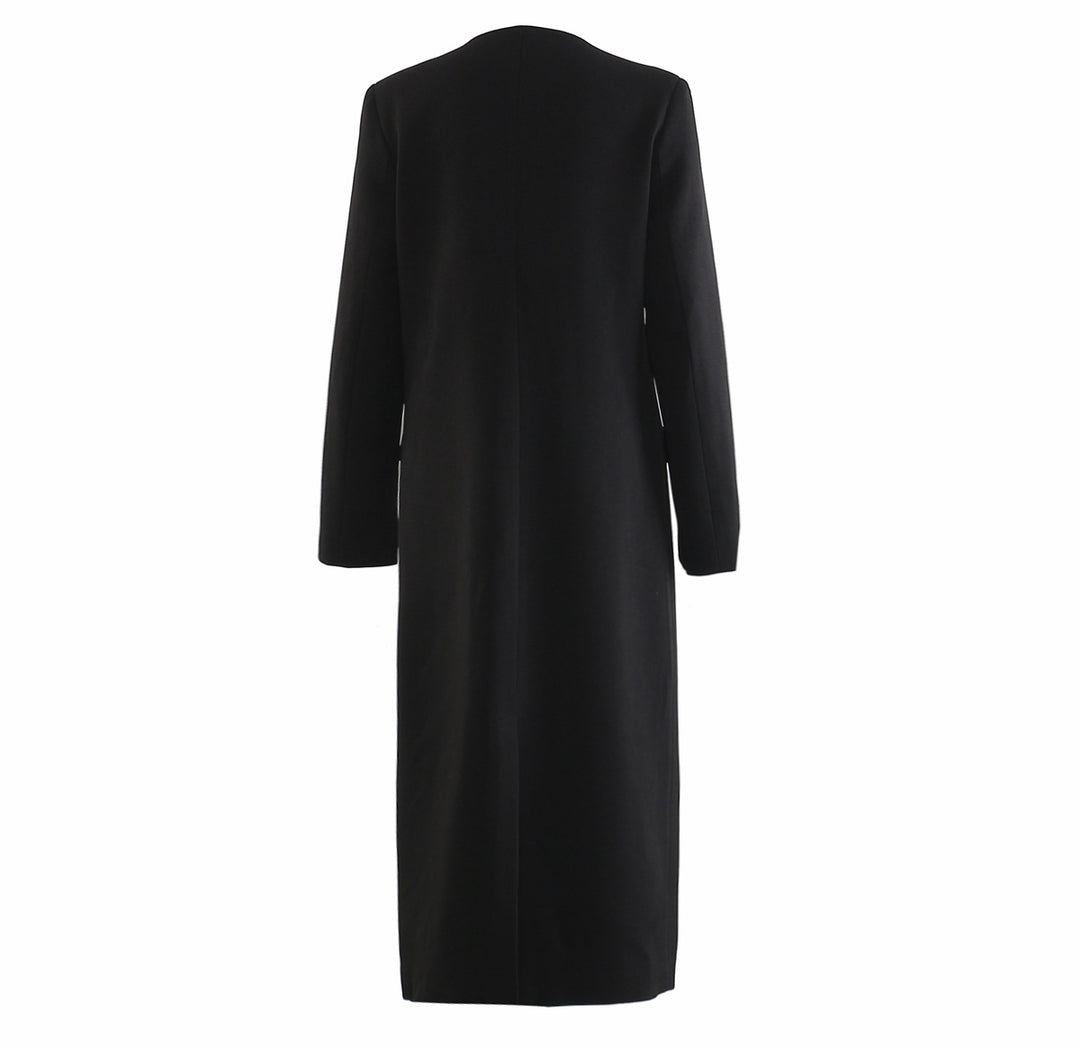 long tailored coat with curved neckline – VERZA