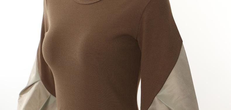 Plissiertes Oberteil mit ausgestellten Ärmeln und Maxirock-Set mit Taillengürtel – Rosiny 