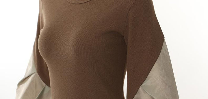 Plissiertes Oberteil mit ausgestellten Ärmeln und Maxirock-Set mit Taillengürtel – Rosiny 