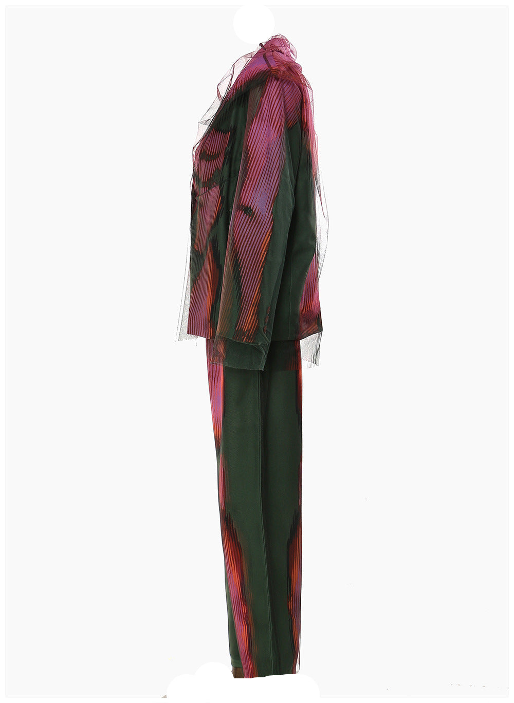 sheer layered blazer suit with abstract gradient pattern – ARDENIZ