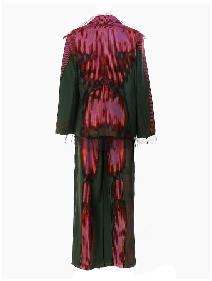 sheer layered blazer suit with abstract gradient pattern – ARDENIZ