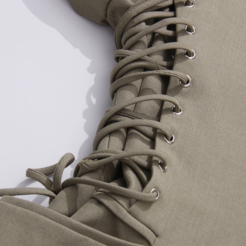 Geplooide top met uitlopende mouwen en maxi-rok set met tailleband – Rosiny 