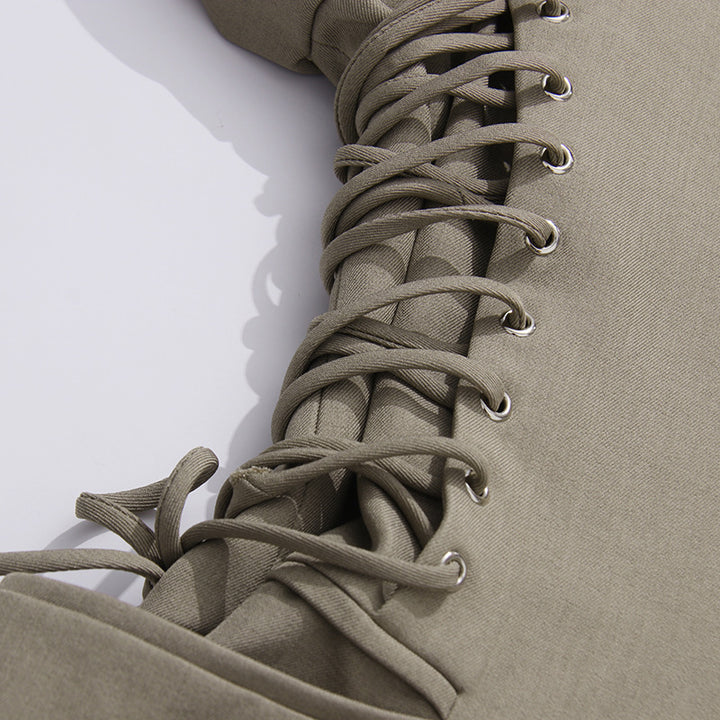 Geplooide top met uitlopende mouwen en maxi-rok set met tailleband – Rosiny 