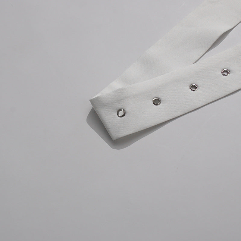 Geplooide top met uitlopende mouwen en maxi-rok set met tailleband – Rosiny 