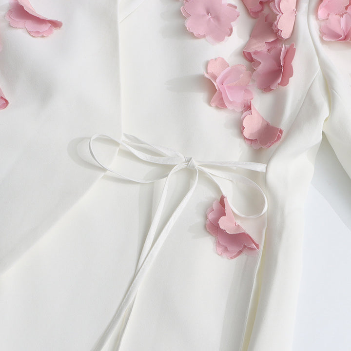 Haut à manches évasées plissées et ensemble jupe longue avec ceinture à la taille – Rosiny 