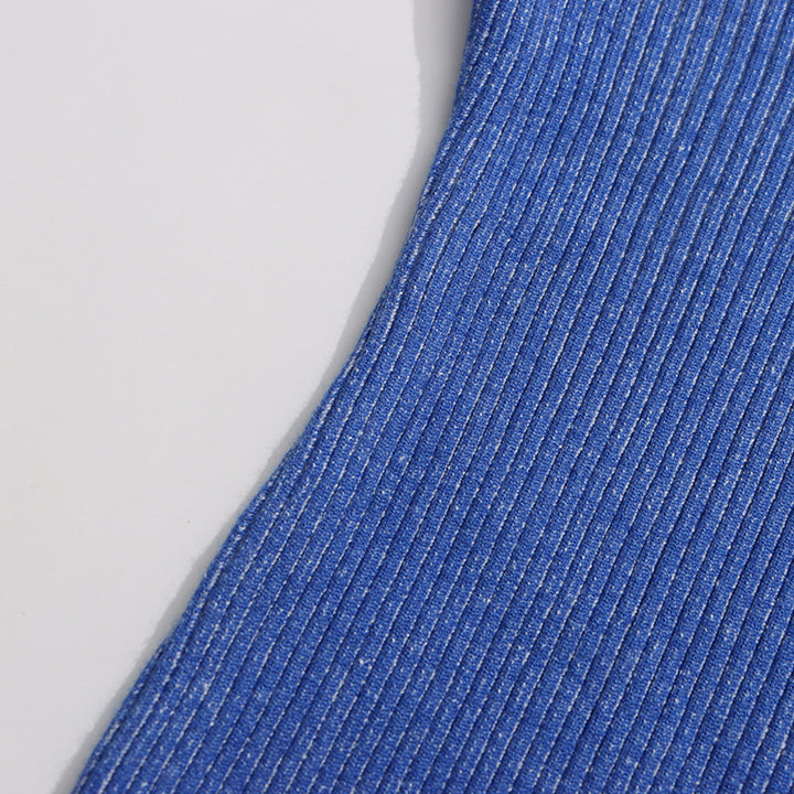 بلوزة محبوكة مضلعة بأكمام واسعة - نوليفرا