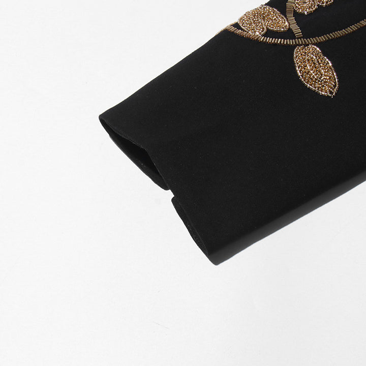 褶皱喇叭袖上衣和高腰裙套装，配腰带 – Rosiny 