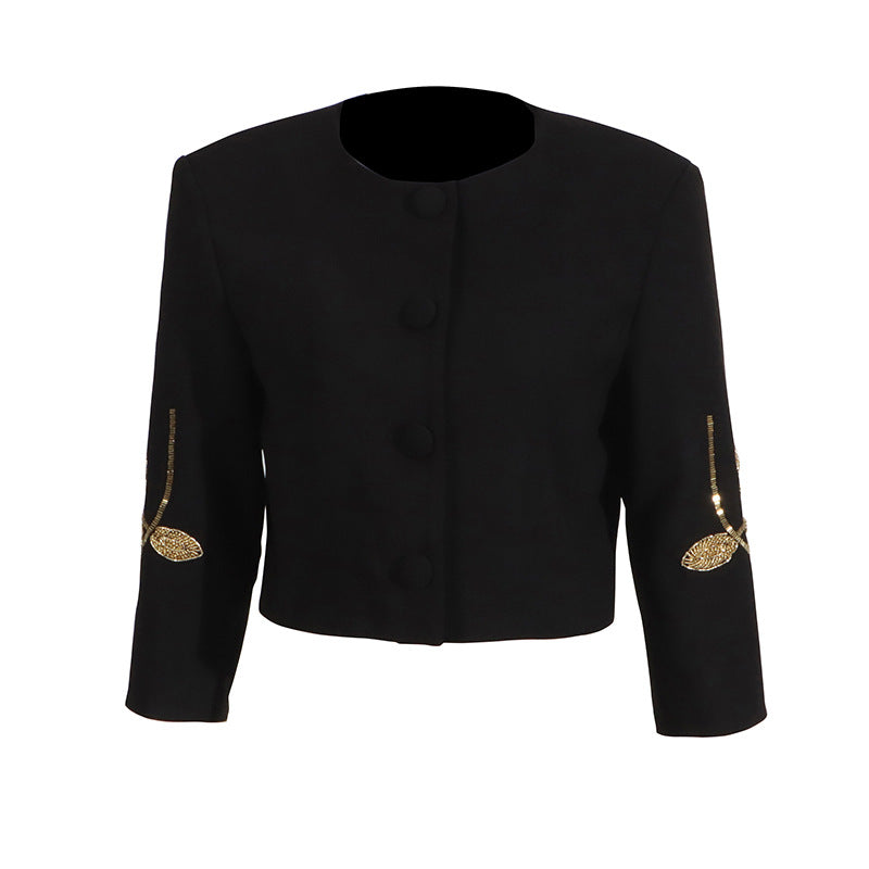 褶皱喇叭袖上衣和高腰裙套装，配腰带 – Rosiny 