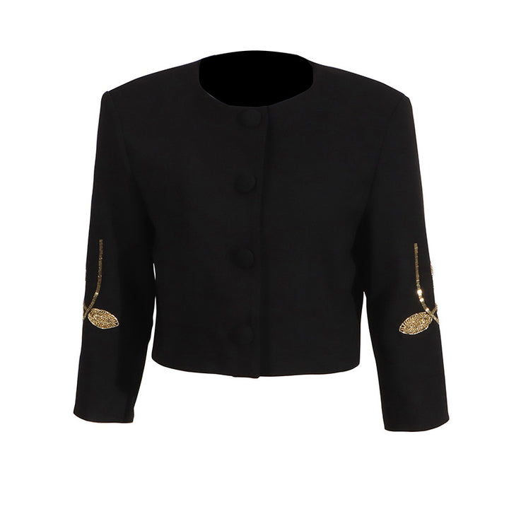 褶皱喇叭袖上衣和高腰裙套装，配腰带 – Rosiny 