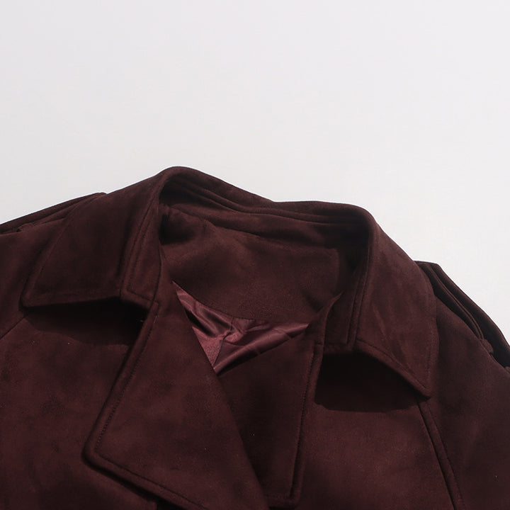 belted suede trench coat with storm flap – MARLOWE