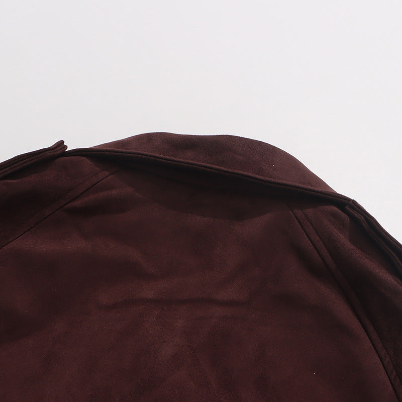 belted suede trench coat with storm flap – MARLOWE