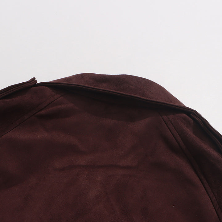 belted suede trench coat with storm flap – MARLOWE