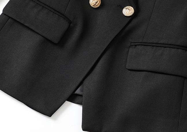 double-breasted tailored blazer with gold buttons – AURORA