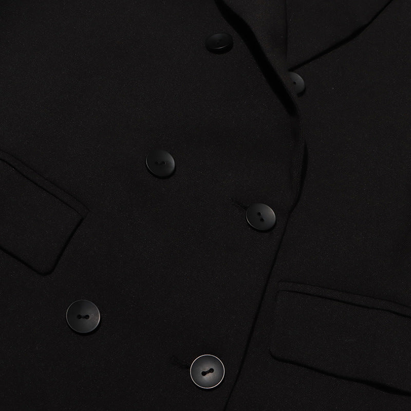 double-breasted long coat with cascading ruffles – TERELA