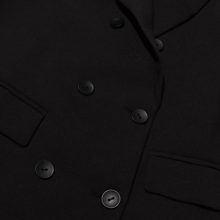 double-breasted long coat with cascading ruffles – TERELA