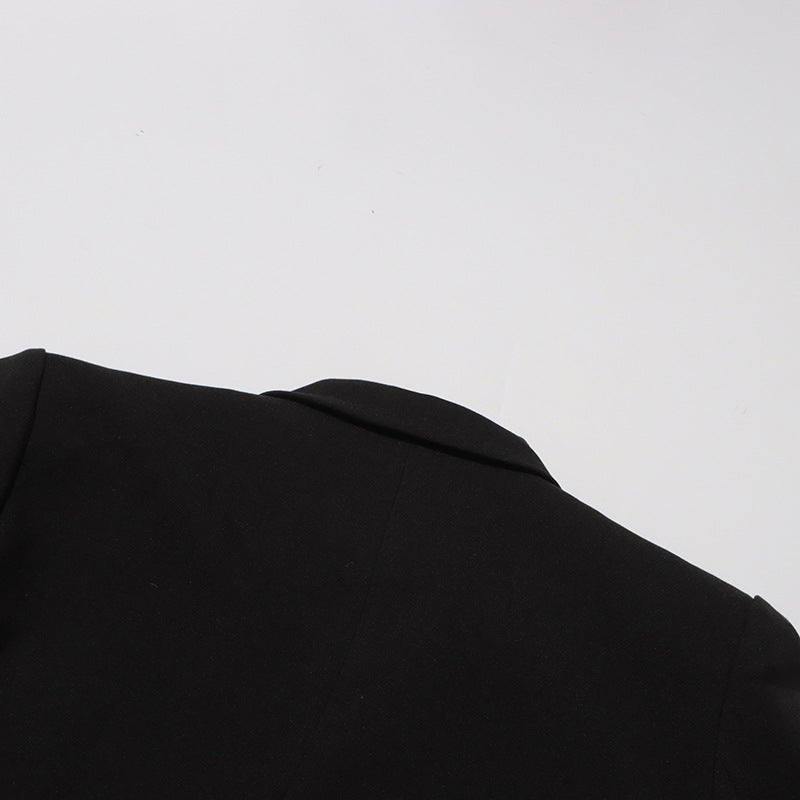 double-breasted long coat with cascading ruffles – TERELA