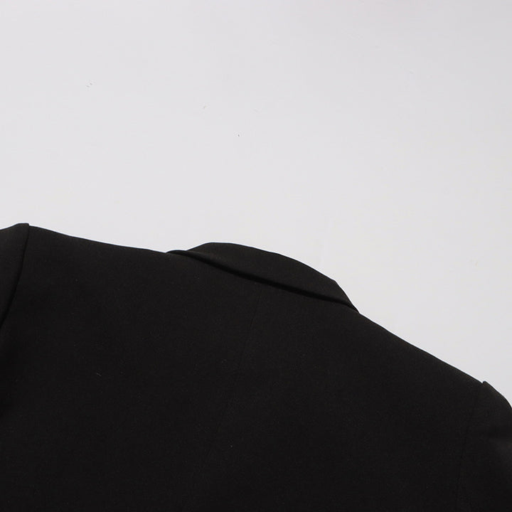 double-breasted long coat with cascading ruffles – TERELA