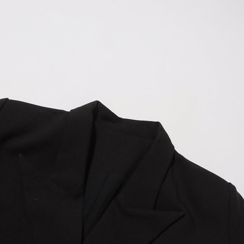 double-breasted long coat with cascading ruffles – TERELA