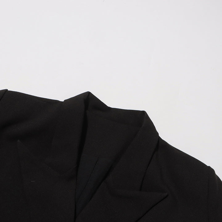 double-breasted long coat with cascading ruffles – TERELA