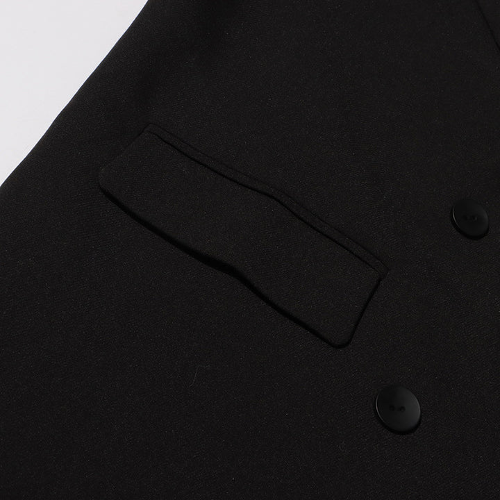 double-breasted long coat with cascading ruffles – TERELA