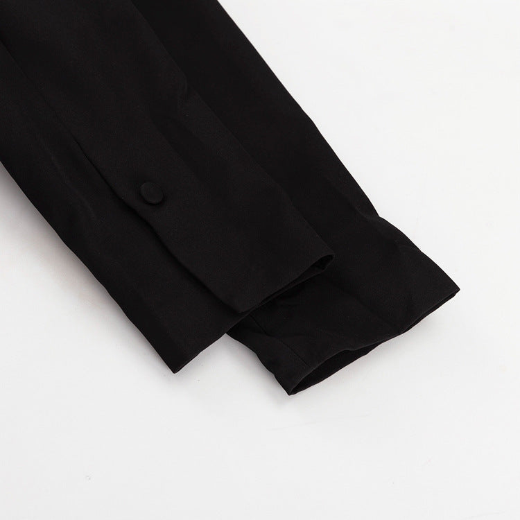 Geplooide top met uitlopende mouwen en maxi-rok set met tailleband – Rosiny 