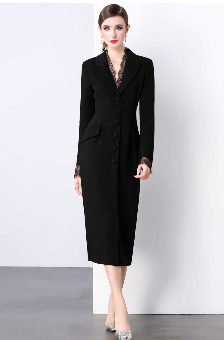 فستان ميدي مصمم خصيصًا مع حواف من الدانتيل - إليسيا