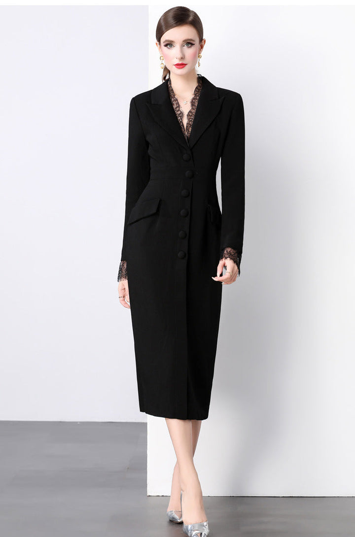 فستان ميدي مصمم خصيصًا مع حواف من الدانتيل - إليسيا