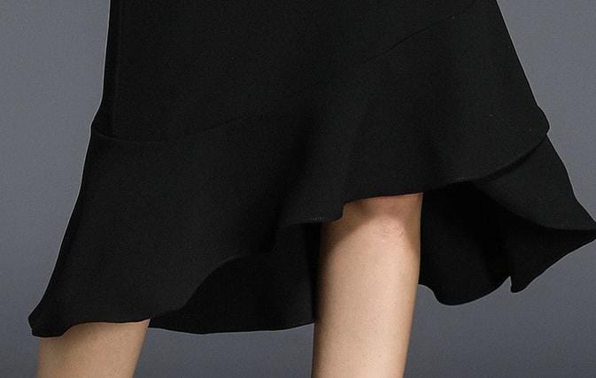 فستان ميدي بأكمام وحافة مكشكشة - نوليكا