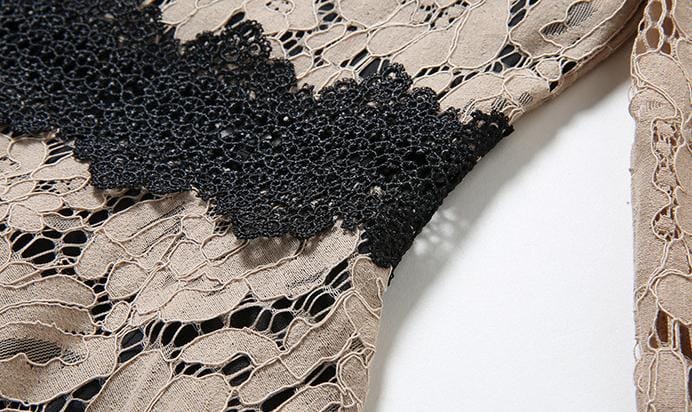 lace midi dress with contrast waistband – ZERINE