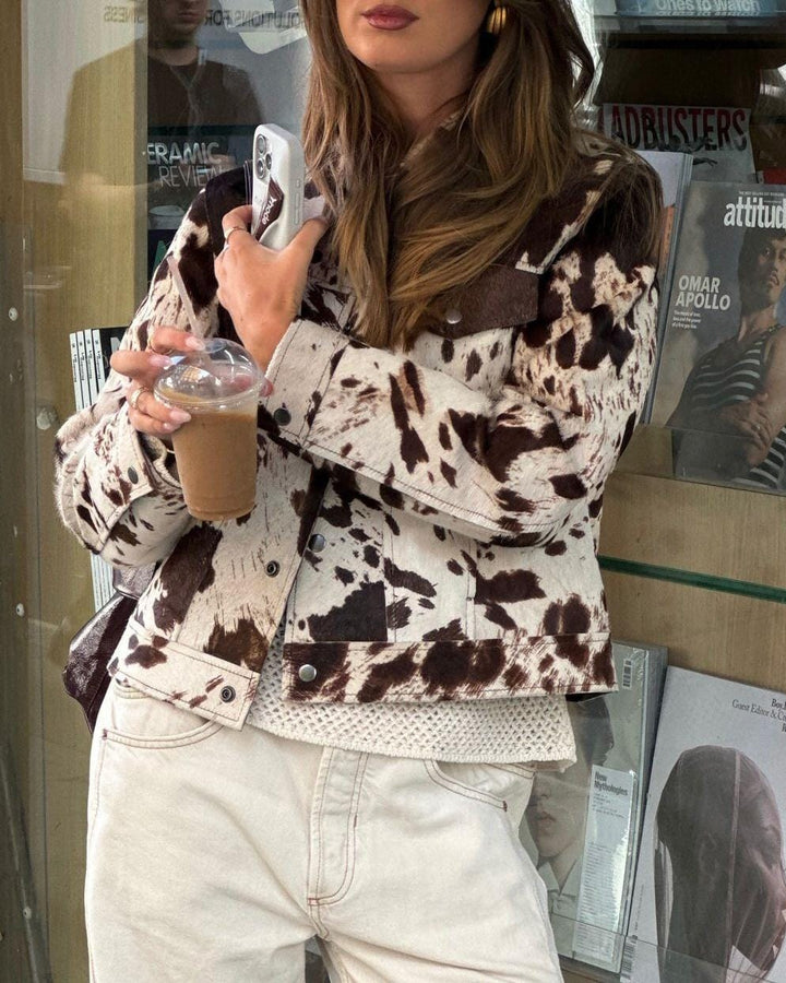 printed jacket with cow pattern – SIENNA