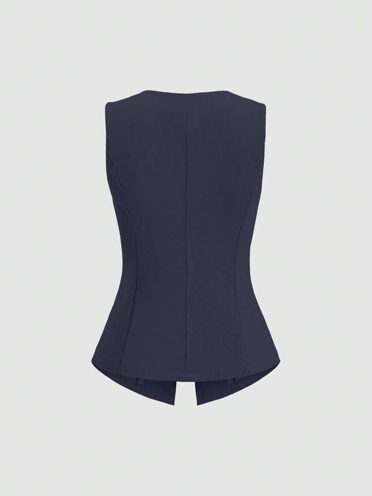 سترة أنيقة بدون أكمام مزينة بأزرار ذهبية منحوتة - فاليري