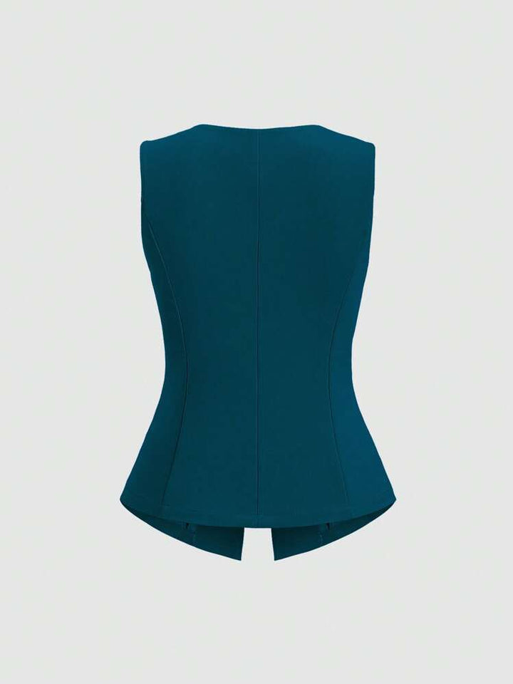 سترة أنيقة بدون أكمام مزينة بأزرار ذهبية منحوتة - فاليري