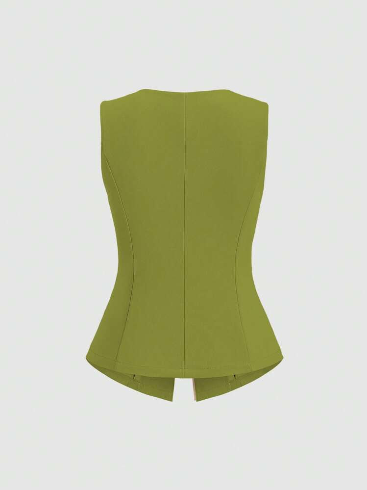 سترة أنيقة بدون أكمام مزينة بأزرار ذهبية منحوتة - فاليري