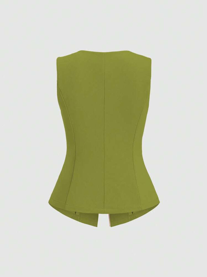 سترة أنيقة بدون أكمام مزينة بأزرار ذهبية منحوتة - فاليري