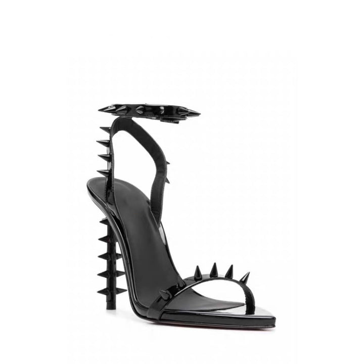 metallic stiletto sandals with spike embellishments – REINA