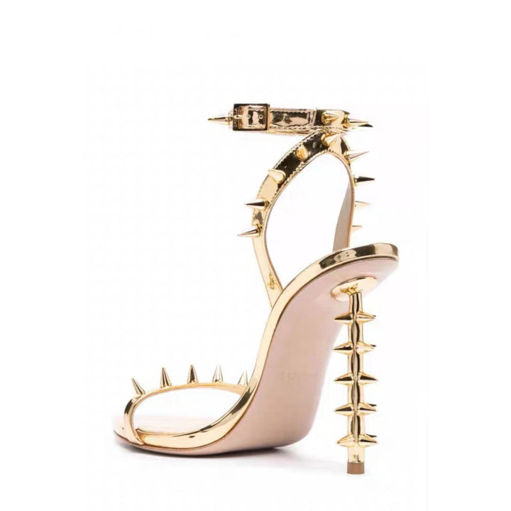 metallic stiletto sandals with spike embellishments – REINA