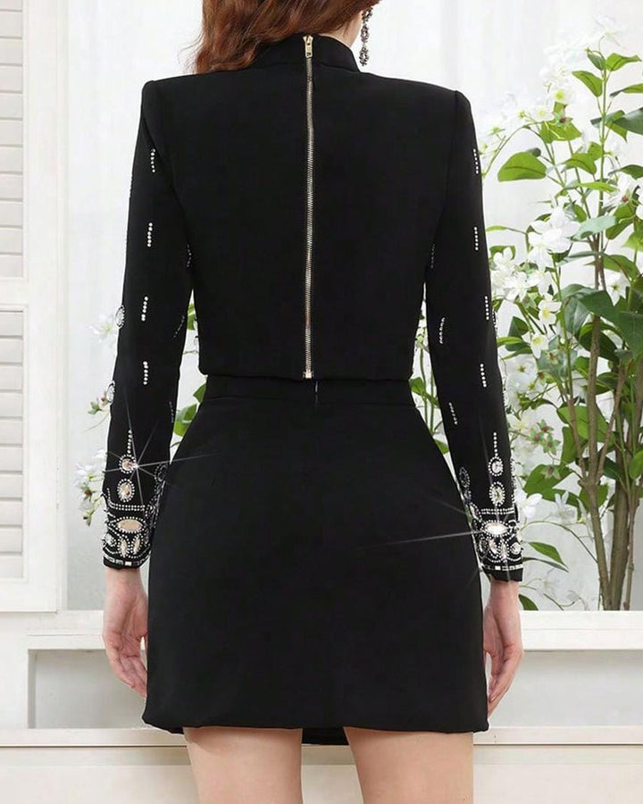 embellished crop blazer and mini skirt set – CELESTE