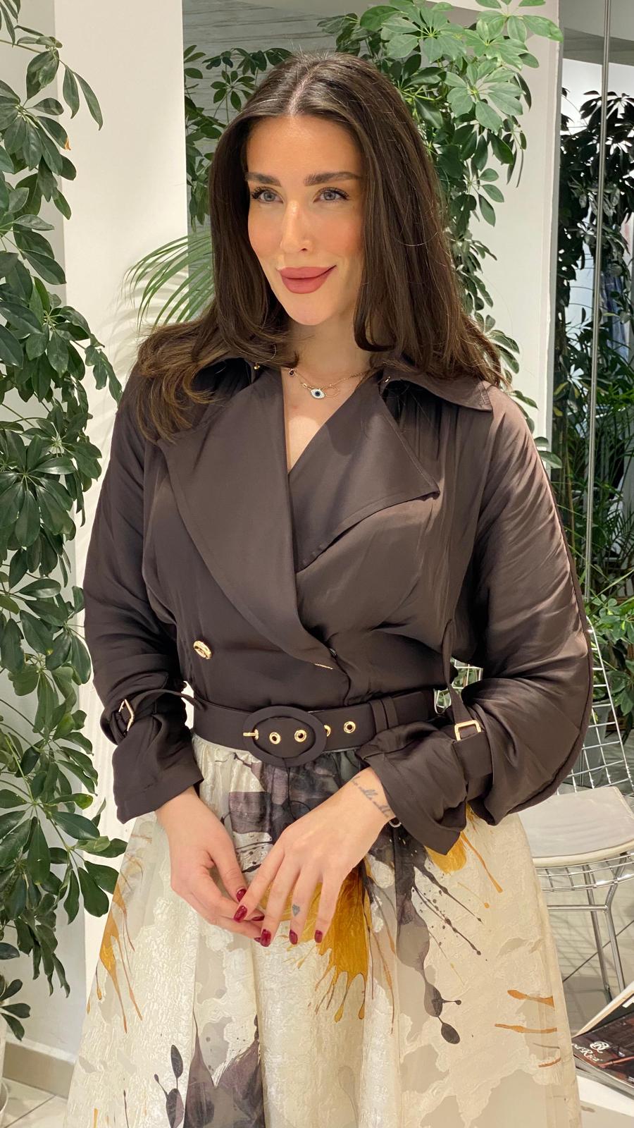 belted wrap midi dress with artistic floral print – AURELIA