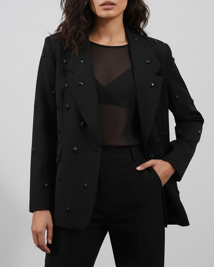 embellished tailored blazer with crystal drops – NOLIRU