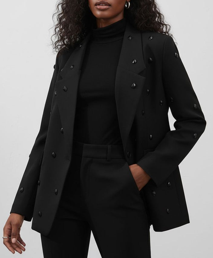 embellished tailored blazer with crystal drops – NOLIRU