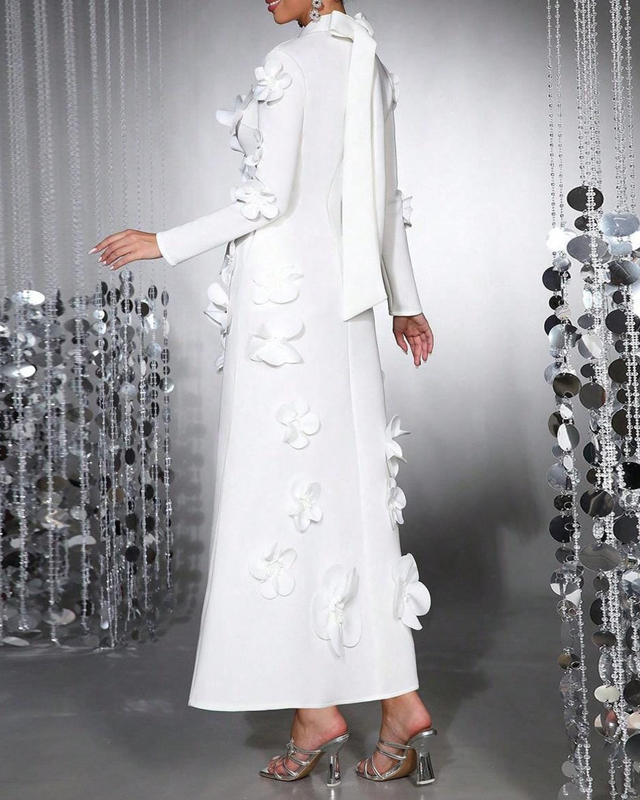 Robe sirène à manches longues avec plis latéraux - Seran 