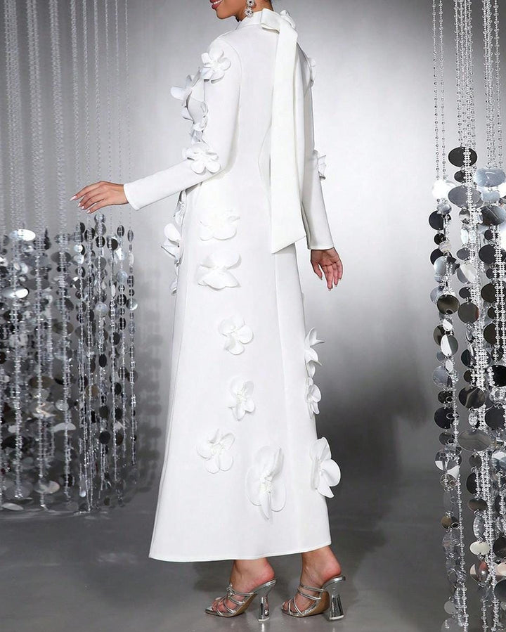 Robe sirène à manches longues avec plis latéraux - Seran 